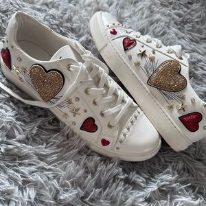 ALDO ELIXIR Heart Embellished White Sneakers